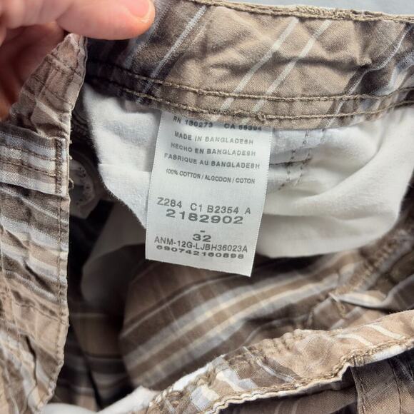 Lee Dungarees Cargo Shorts Men's 32 Brown Plaid Cotton Relaxed Fit Skater Surf - Picture 5 of 8